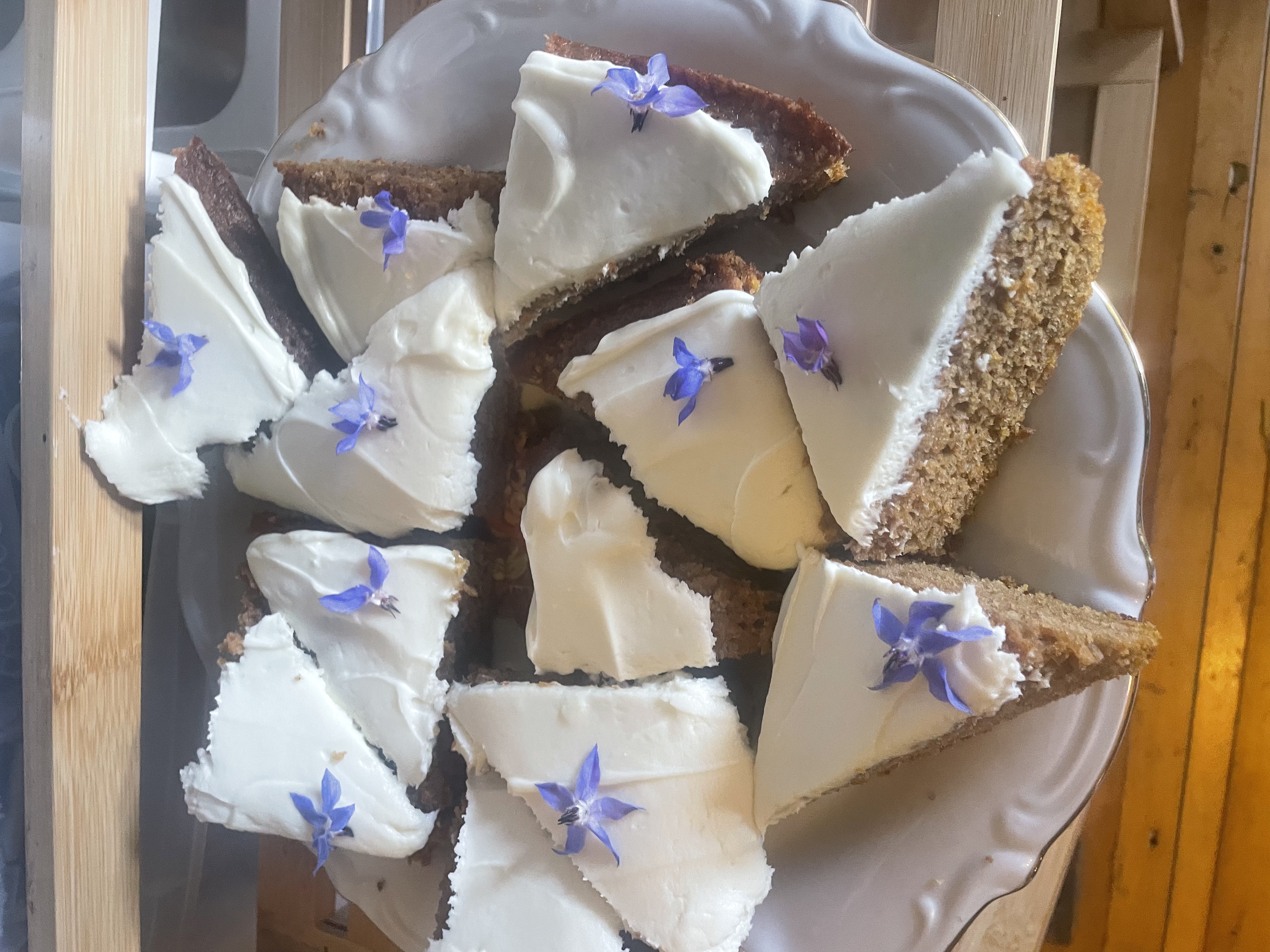 Farm baking with edible flowers